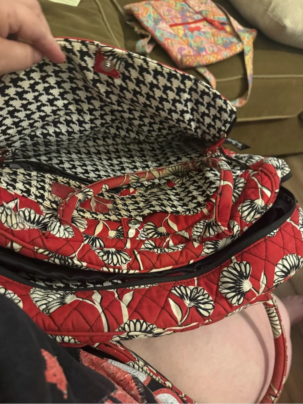 Vera Bradley Red Quilted Floral Laptop Bag
